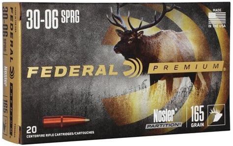 Federal Premium Vital Shok Rifle Ammo 30 06 Sprg 165Gr Nosler