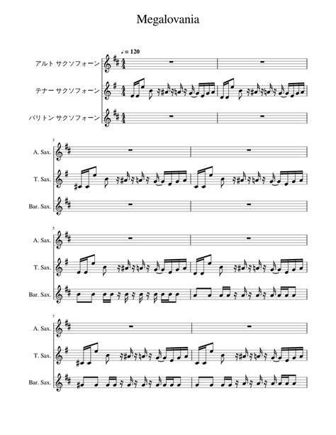 Megalovania [saxophone Ensemble] Sheet Music For Alto Saxophone Tenor Saxophone Baritone