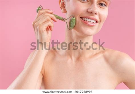 Cropped Shot Smiling Naked Woman Using Stock Photo 2017958993 Shutterstock