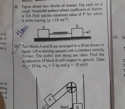 Figure Shows Two Blocks Of Masses Kg Each On A Rough Horizontal Sur