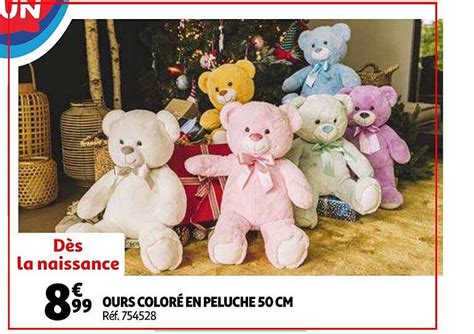 Promo Ours Coloré En Peluche 50 Cm chez Auchan iCatalogue fr