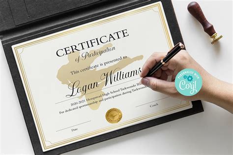 Editable Karate Certificate Template, DIY Karate Participation Award ...