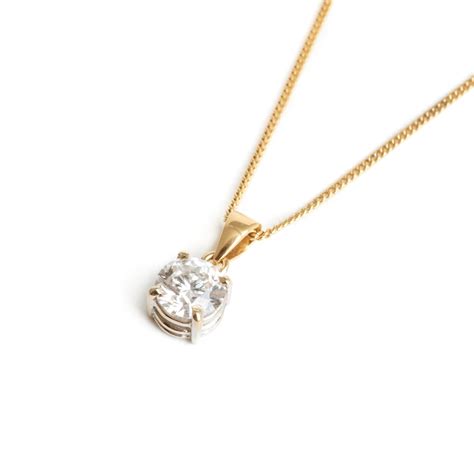 Ct Yellow Gold Single Stone Diamond Pendant Fj Zelley