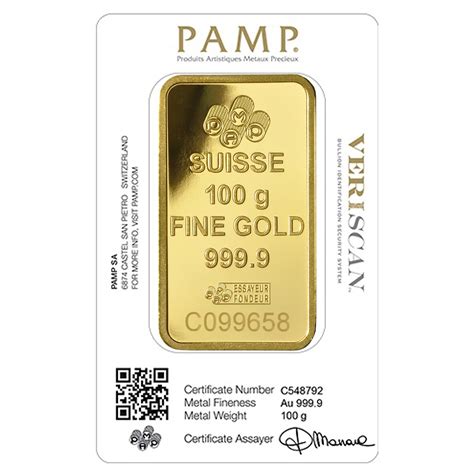 PAMP Suisse 100 Gram Fine Gold Bar - Bulish Gold