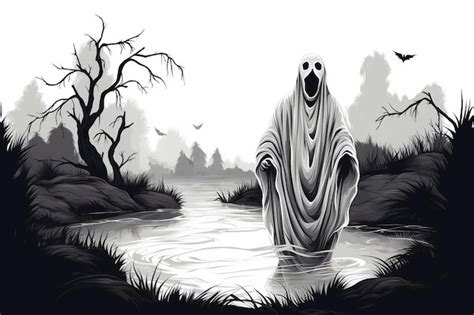 ghost  standing   water   spooky ghost   background