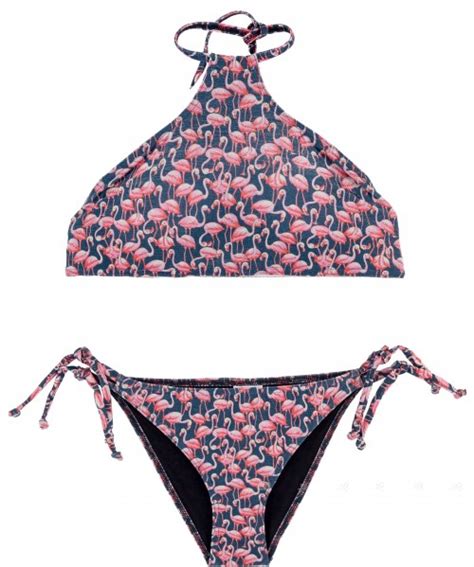 Maricruz Moda Infantil Girls Pink Black Flamingos Print Bikini Missbaby