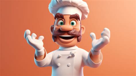 Cartoon Style 3d Illustration Of A Chef Donning Gloves And A Mask ...