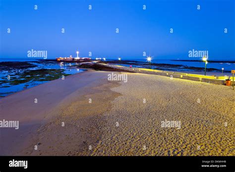 Landscape of the beach of La Caleta on the province of Cadiz on Spain ...