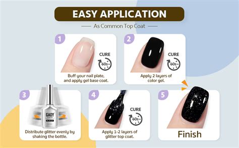 Amazon.com : GAOY Glitter Gel Top Coat, 16ml Silver Iridescent Gel Nail ...