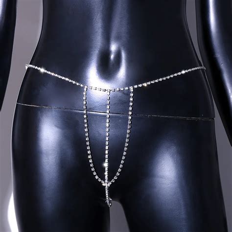 Hot Selling Simple Rhinestone Thong Belly Chain Shiny Nightclub Women Crystal Underwear Body