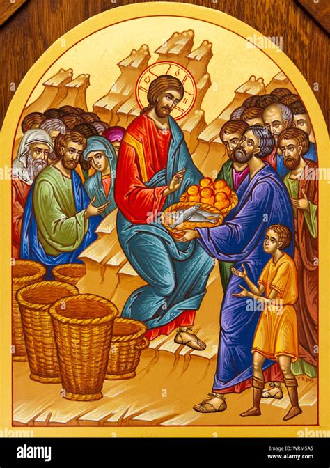 The Icon Of The Multiplication Of The Loaves And Fishes Feeding The