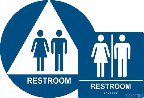 Signoptima™️ Ada Compliant Unisex Restroom Sign Bundle Braille Sign A