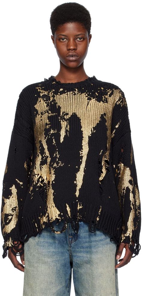 R13 Black Paint Splatter Sweater In 2024 Black Knit Sweater