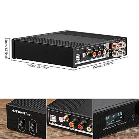 AIYIMA D03 Bluetooth5.0 パワーアンプ 150W * 2 HIFI2.1デジタルアンプ ACC、SBC、aptX ...