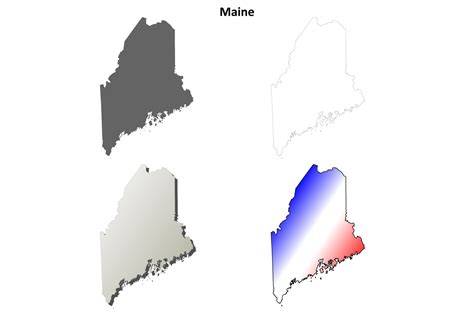 Maine Outline Map Set Graphic by davidzydd · Creative Fabrica