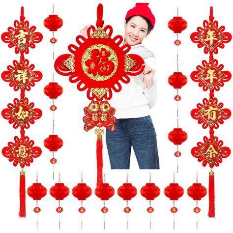 Cwlakon Chinese New Year Decorations 2024 Chinese Knot Fu Character