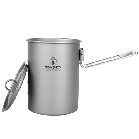 Tomshoo Ml Titanium Pot W Lid Folding Handle Portable Cookware