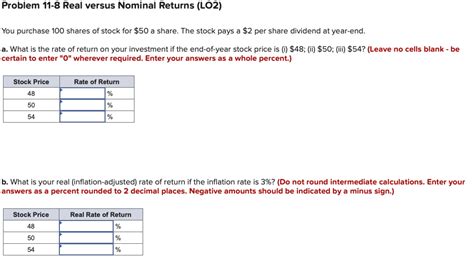 Solved Problem 11-8 Real versus Nominal Returns (LO2) You | Chegg.com