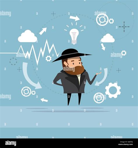 jewish business man showing finance chart graph report stock vector