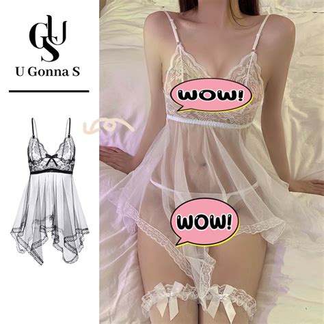 U Gonna S Lingerie Dress For Women Lace Nightwear Muslin With Thong Bra Costumes And Cosplay For