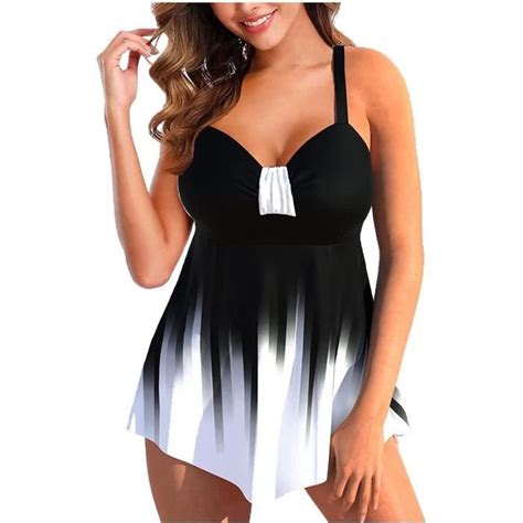 Maillot de Bain Femme Mode Sexy Pieces Tankini Push Up Jupette Elégante Imprimé Bikini