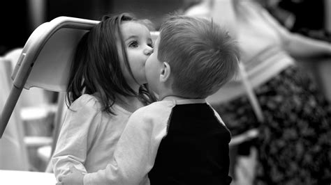 Child Girl Boy Kiss Hd Desktop Wallpaper Widescreen High Definition