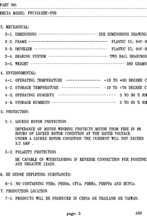 PFC1212DE-F00 Spec Datasheet by Delta Electronics | Digi-Key Electronics