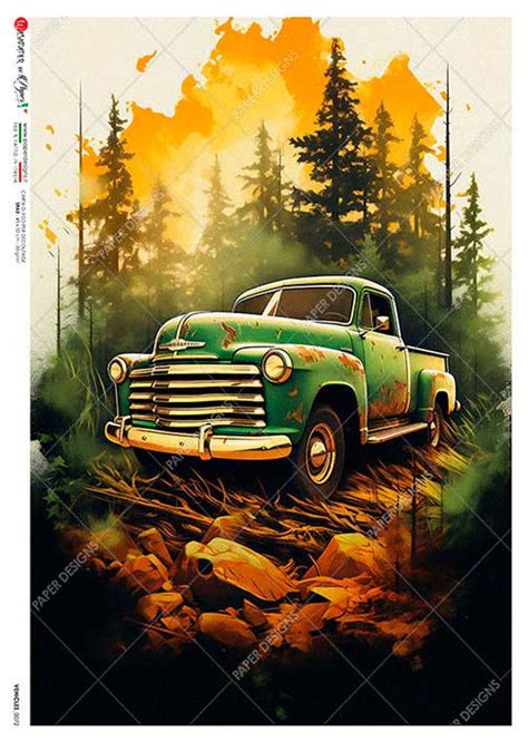 2939 A4 Classic Green Chevy Truck Vintage Retail