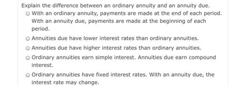 Solved Explain The Difference Between An Ordinary Annuity