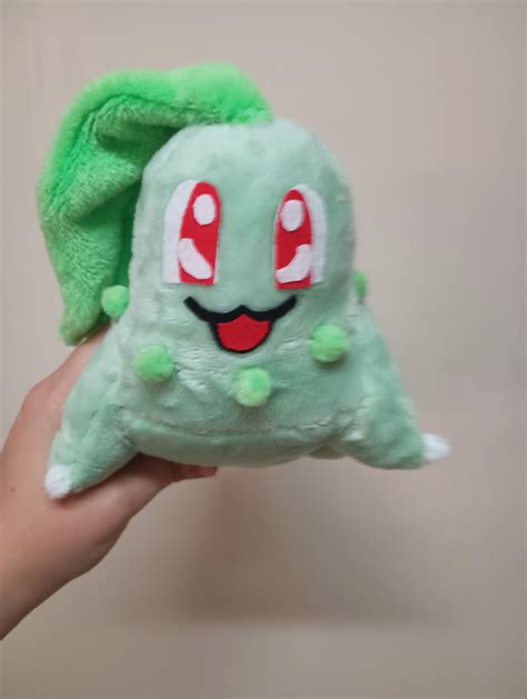 pokemon chikorita stuffed animal plush toy handmade etsy