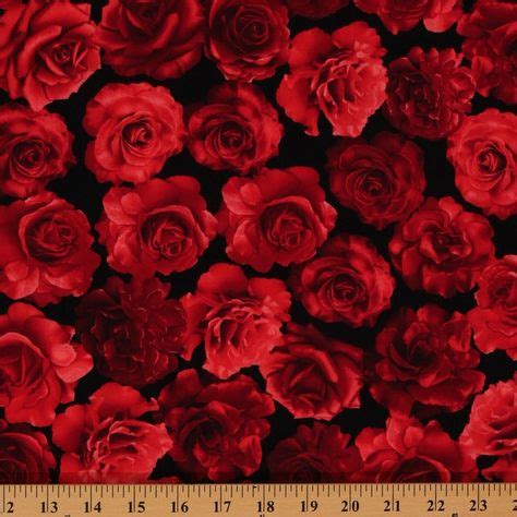 Cotton Red Roses Blooms Flowers Black Valentine S Floral Cotton Fabric