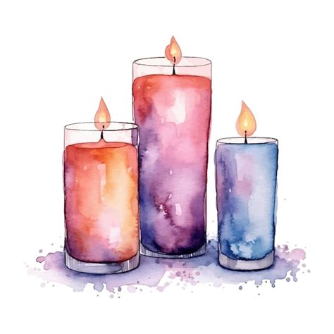 Velas Em Aquarela Ilustra O Desenhada Vetor Premium