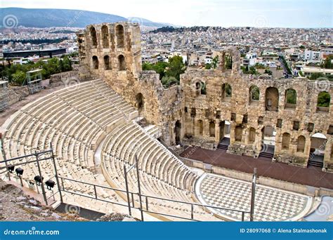 Ancient Amphitheater At Acropolis Athens Greece Stock Photo Image