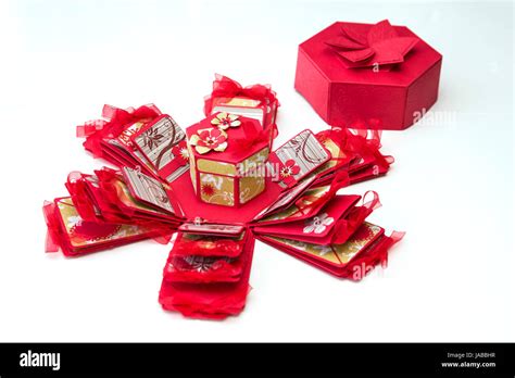 View At Exploding Box Isolated On White Stock Photo Alamy