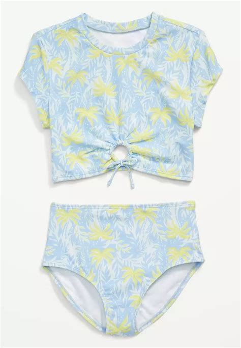 Buy Old Navy Key Hole Ruched Swim Top And High Waisted Bikini Set For Girls Online Zalora