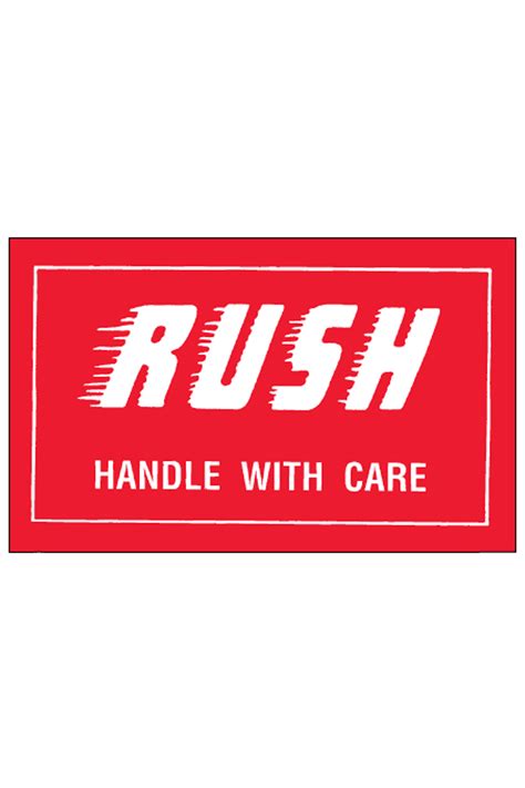 3 x 5" Rush Handle with Care Label 500' per roll