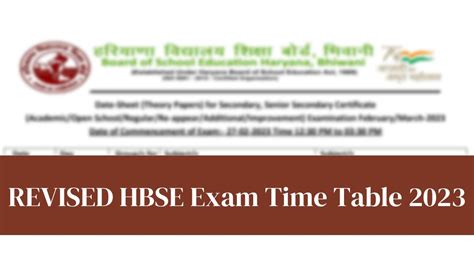 Hbse Date Sheet 2023 Revised Download Revised Haryana Board Hbse Class 10 12 Board Exam Date Sheet