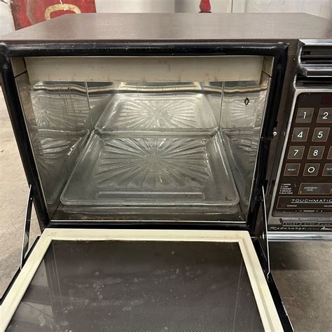 Vintage Chrome Amana Radarange Touchmatic Microwave Post Mid Century