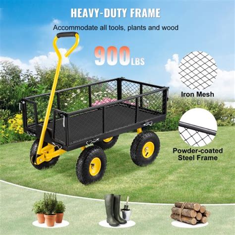 Vevor Vevor Heavy Duty Steel Garden Cart Lawn Utility Cart 900 Lbs W