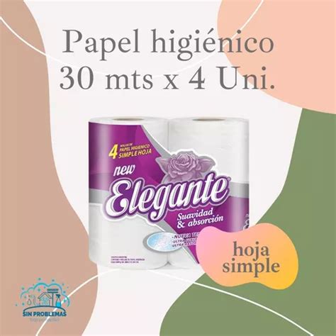 Papel Higienico Elegante 30 Mts X 4 Unidades Hoja Simple En Venta En