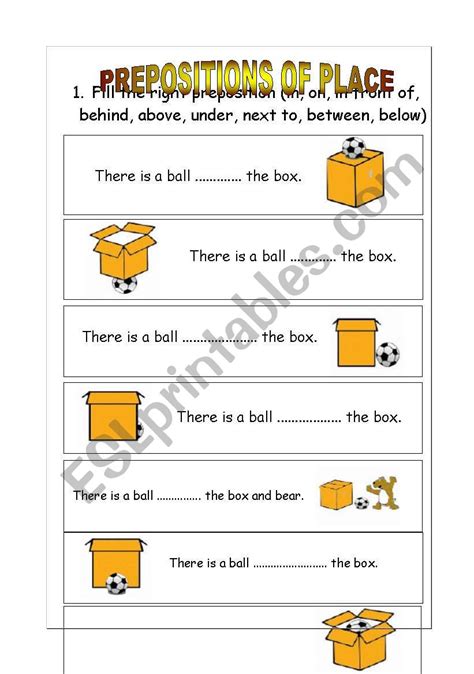 Prepositions Of Place Esl Worksheet By Petamaty