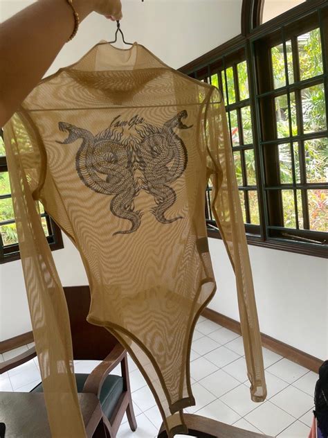 I Am Gia Nude Sheer Bodysuit Women S Fashion Tops Longsleeves On Carousell