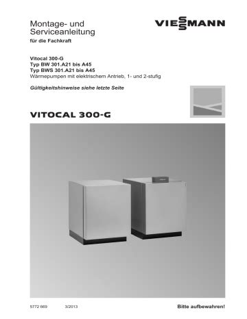 Viessmann VITOCAL 300 GBW 301 A21 Montageanleitung Manualzz