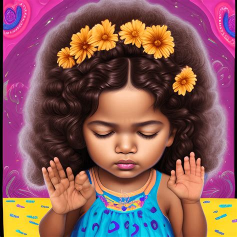 Latino Girl Praying 2 Years Old Detailed And Graceful · Creative Fabrica