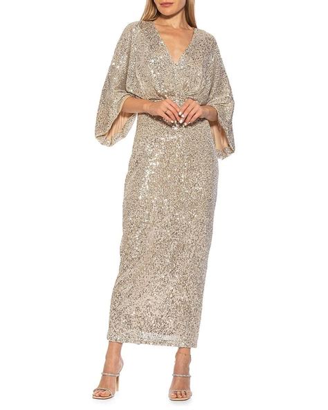 alexia admor selene sequin surplice draped dolman sleeve gown