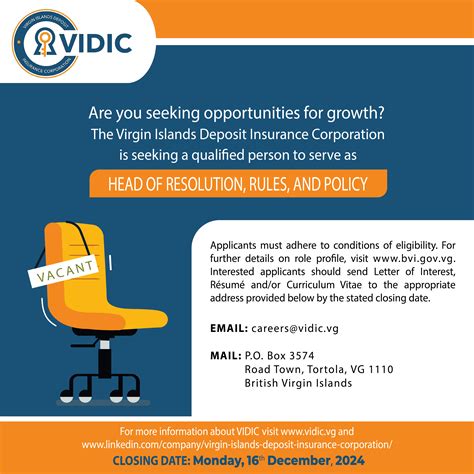 Vacancy Notice VIDIC Head of Resolution, Rules, and Policy | Government