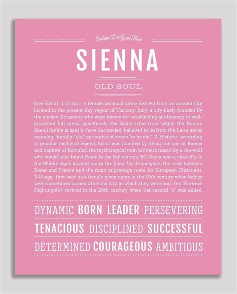 Sienna Name Art Print Classic Names Names Personalized Art Print