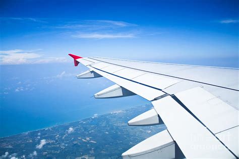 View Out Of Airplane Airplane Wing In Flight Photograph by Preecha ...