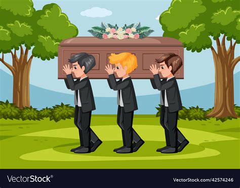 People Carry Coffin On Shoulder Royalty Free Vector Image