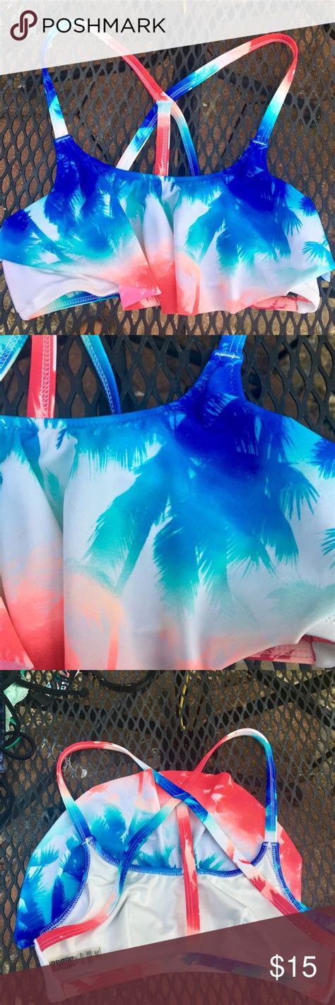 Palm Trees Colorful Flounce Bikini Top Flounce Bikini Top Bikini Tops Bikinis